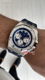 Audemars Piguet Royal Oak Offshore Chronograph Mavi Kadran 26420TI Rubber Blue Dial 43mm Replika Saat