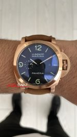 Panerai Luminor Marina Siyah Kadran PAM00393 Kahverengi Rose 44mm Replika Saat