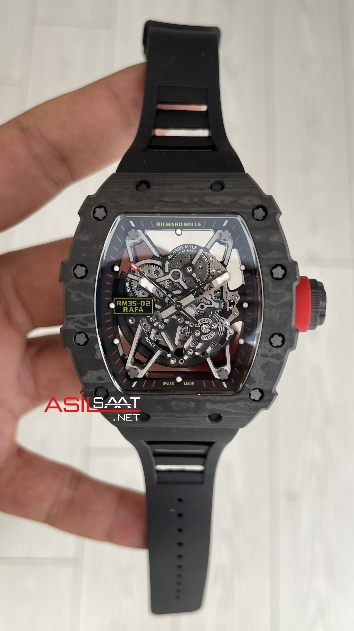 Richard Mille Rafael Nadal RM35-02 Carbon Black Replika Saat Richard Mille Rafael Nadal RM35-02 Carbon Black Replika Saat