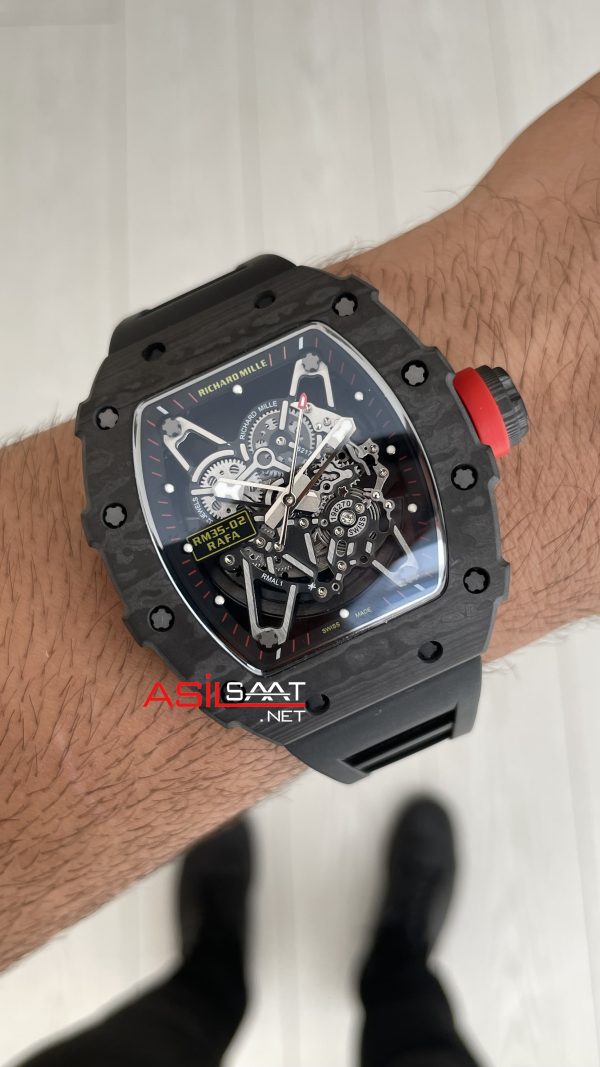 Richard Mille Rafael Nadal RM35-02 Carbon Black Replika Saat Richard Mille Rafael Nadal RM35-02 Carbon Black Replika Saat