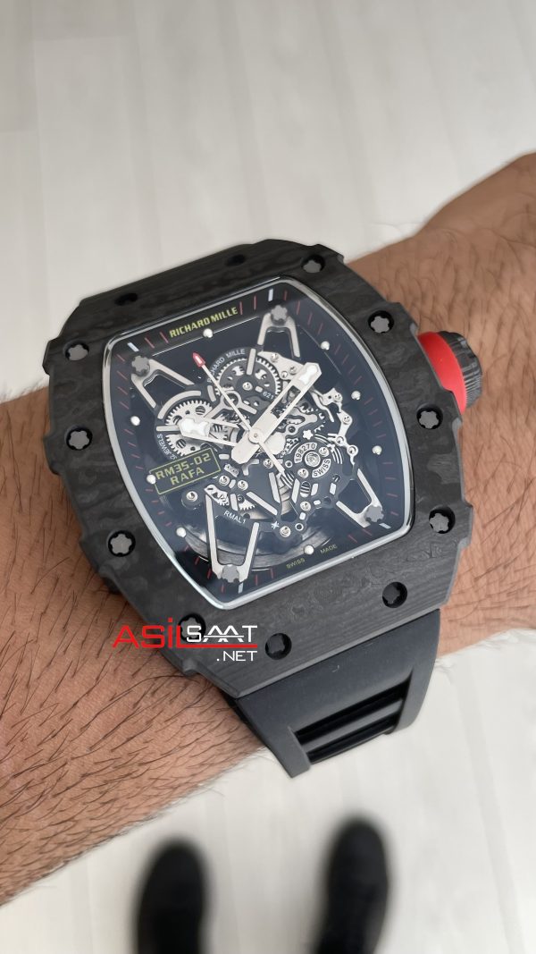 Richard Mille Rafael Nadal RM35-02 Carbon Black Replika Saat Richard Mille Rafael Nadal RM35-02 Carbon Black Replika Saat