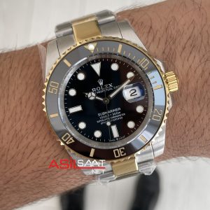 Rolex Submariner Date 126613LN Two Tone Gold Siyah Kadran 41mm Super Miyota Replika Saat