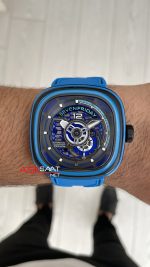 SevenFriday Aka Carbon Blue PS Serisi PS3/04 Mavi Kadran 47mm Replika Saat