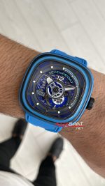 SevenFriday Aka Carbon Blue PS Serisi PS3/04 Mavi Kadran 47mm Replika Saat