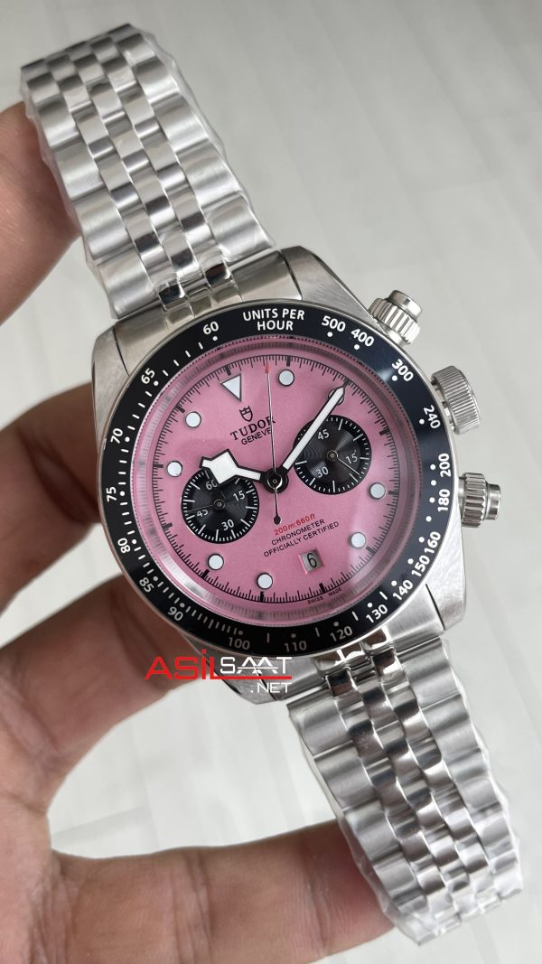 Tudor Black Bay Chrono Pembe Kadran 79360N Inter Miami Pink 41 mm Silver Replika Saat