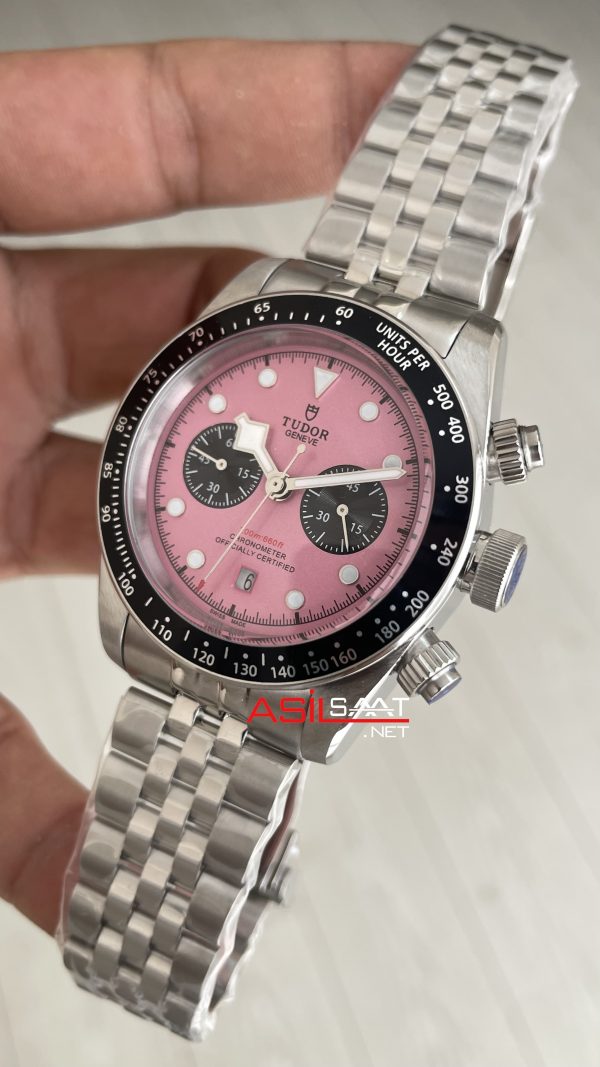 Tudor Black Bay Chrono Pembe Kadran 79360N Inter Miami Pink 41 mm Silver Replika Saat