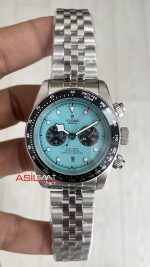 Tudor Black Bay Chrono Turkuaz Kadran 79360N Flamingo Blue 41 mm Silver Replika Saat