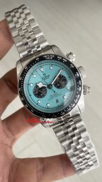 Tudor Black Bay Chrono Turkuaz Kadran 79360N Flamingo Blue 41 mm Silver Replika Saat