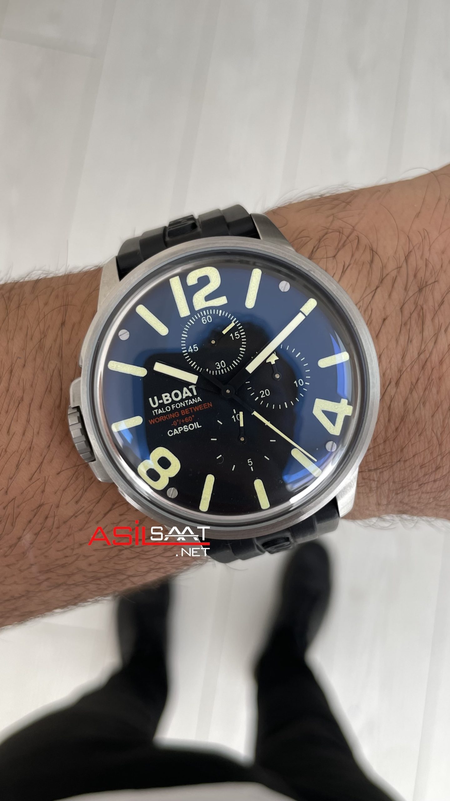 U-Boat Capsoil Chrono Siyah Kadran 8111/D SS 45mm Replika Saat