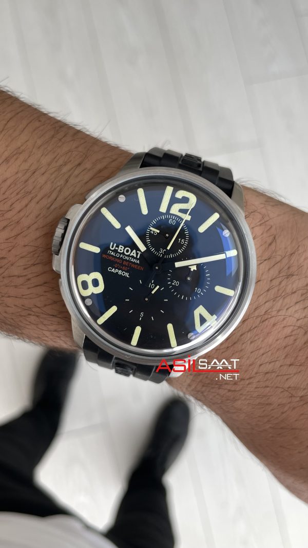 U-Boat Capsoil Chrono Siyah Kadran 8111/D SS 45mm Replika Saat U-Boat Capsoil Chrono Siyah Kadran 8111/D SS 45mm Replika Saat