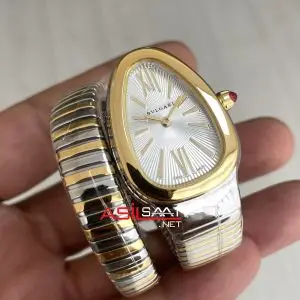 Bulgari Serpenti Tubogas Beyaz Kadran 103648 Silver Gold 35mm Kadın Kol Saati