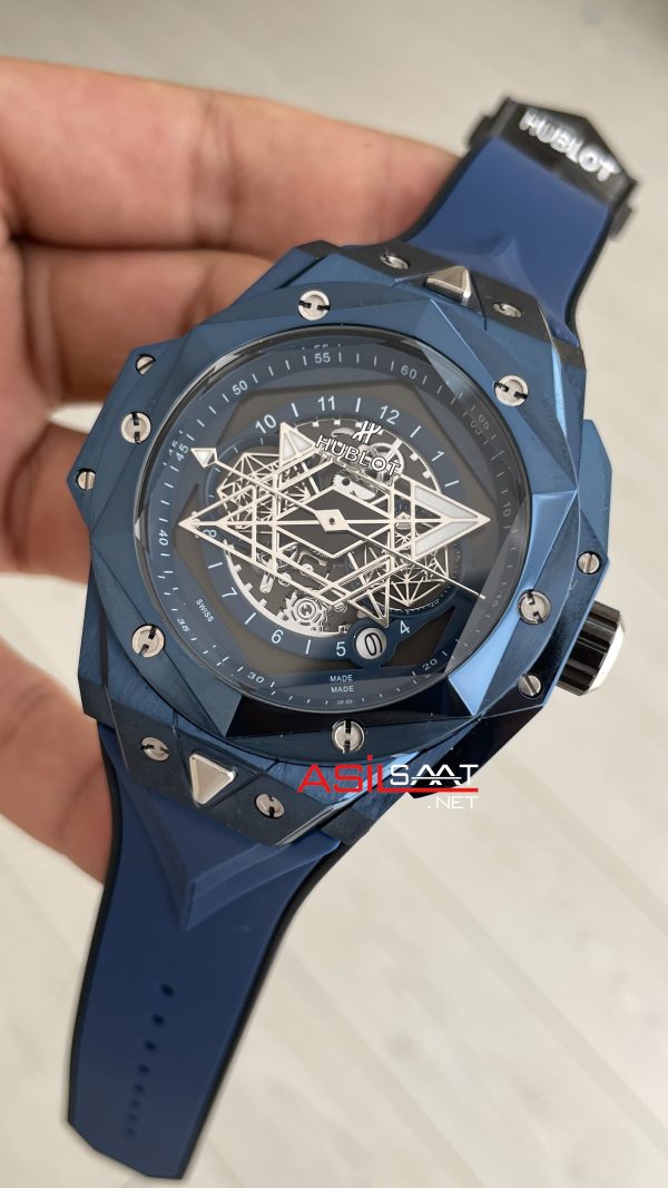 Hublot Sang Bleu II Blue 45mm Mavi Kadran Replika Saat