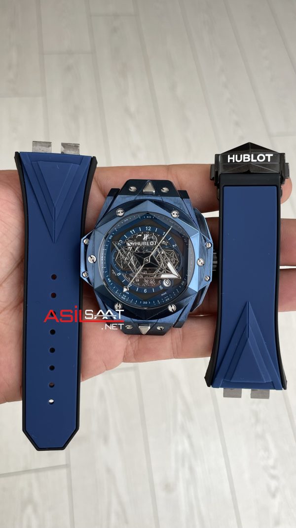 Hublot Sang Bleu II Blue 45mm Mavi Kadran Replika Saat