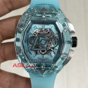 Hublot Spirit Of Big Bang Sang Bleu Water Blue Sapphire 44mm Şeffaf Su Mavisi Replika Saat