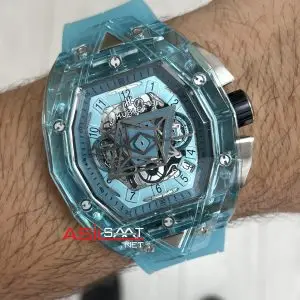 Hublot Spirit Of Big Bang Sang Bleu Water Blue Sapphire 44mm Şeffaf Su Mavisi Replika Saat