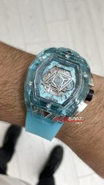 Hublot Spirit Of Big Bang Sang Bleu Water Blue Sapphire 44mm Şeffaf Su Mavisi Replika Saat