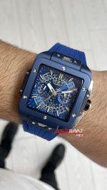 Hublot Square Bang Mavi Kadran 45mm Blue Replika Saat