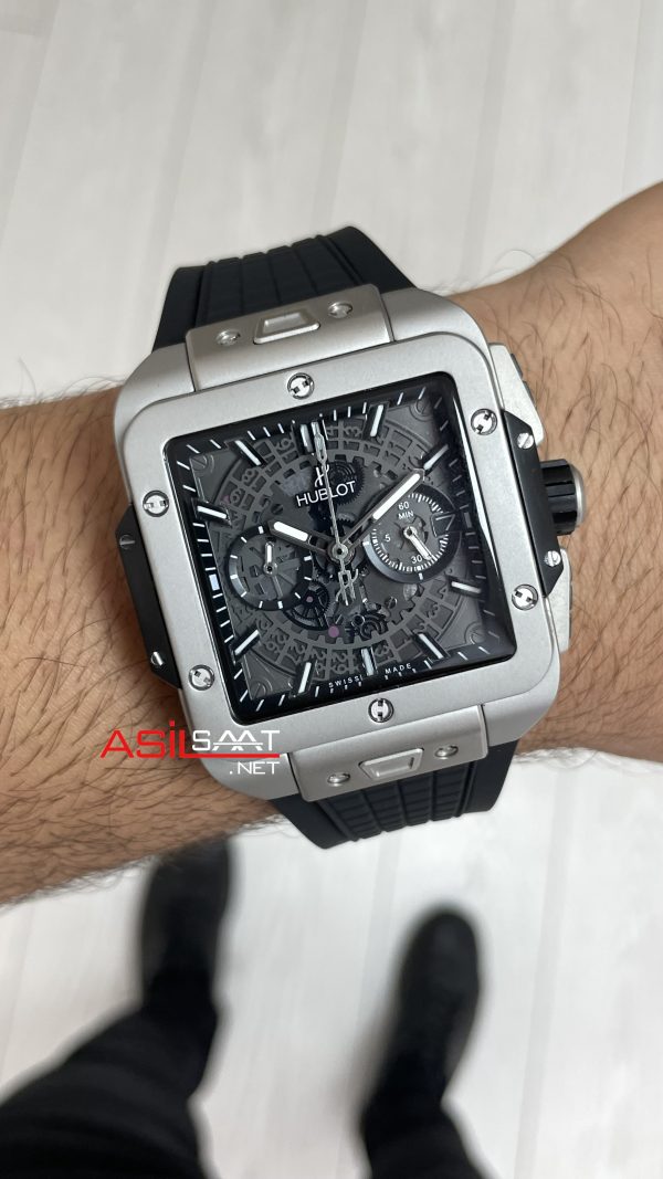 Hublot Square Bang Siyah Kadran 45mm Grey Replika Saat