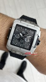 Hublot Square Bang Siyah Kadran 45mm Grey Replika Saat