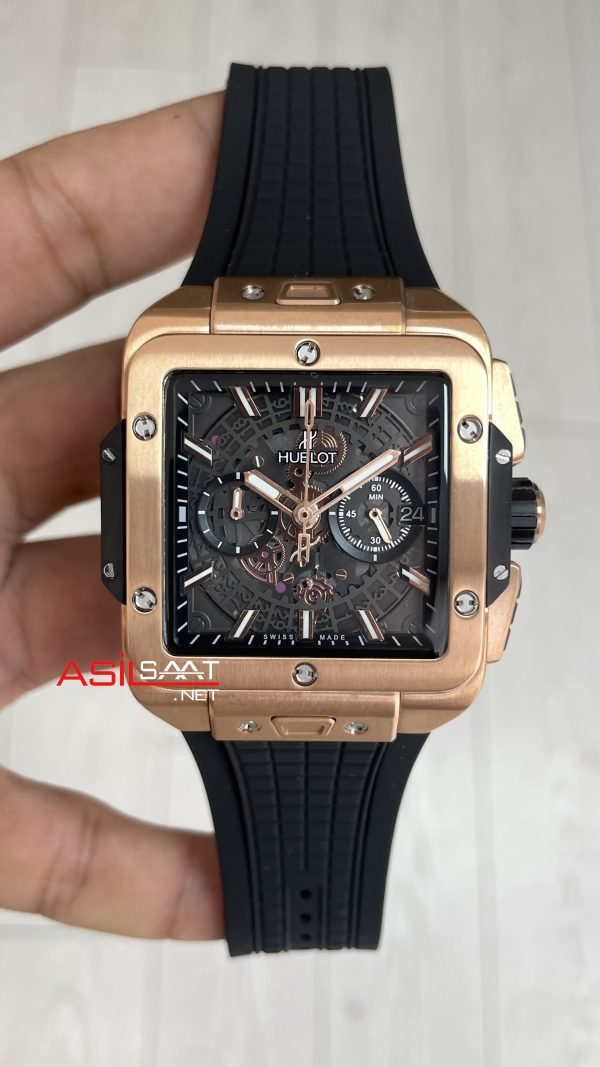 Hublot Square Bang Siyah Kadran 45mm Rose Replika Saat Hublot Square Bang Siyah Kadran 45mm Rose Replika Saat