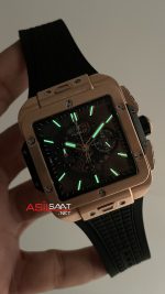 Hublot Square Bang Siyah Kadran 45mm Rose Replika Saat