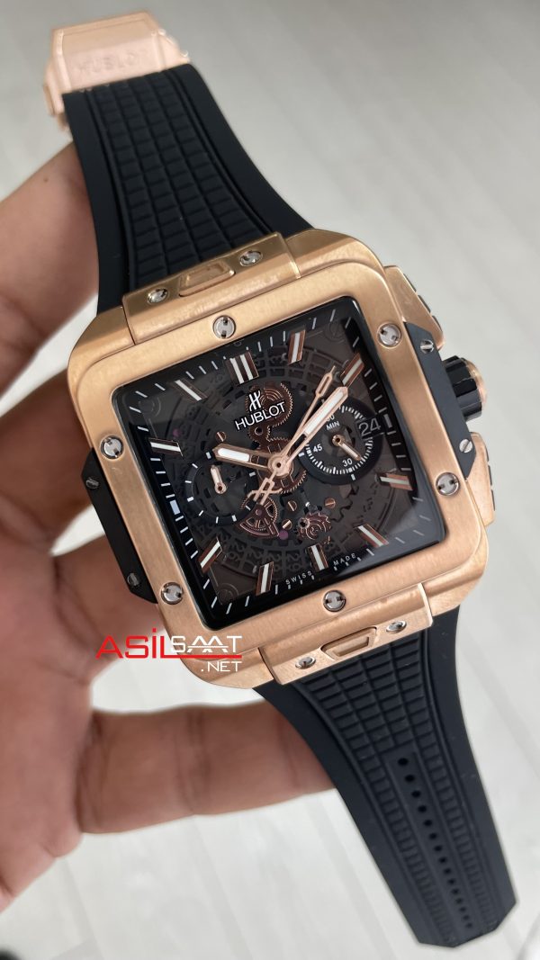 Hublot Square Bang Siyah Kadran 45mm Rose Replika Saat Hublot Square Bang Siyah Kadran 45mm Rose Replika Saat