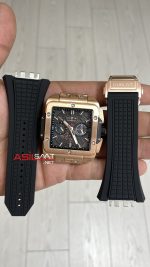 Hublot Square Bang Siyah Kadran 45mm Rose Replika Saat