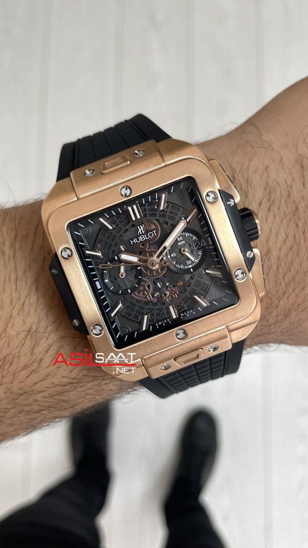 Hublot Square Bang Siyah Kadran 45mm Rose Replika Saat Hublot Square Bang Siyah Kadran 45mm Rose Replika Saat