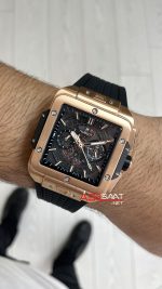 Hublot Square Bang Siyah Kadran 45mm Rose Replika Saat