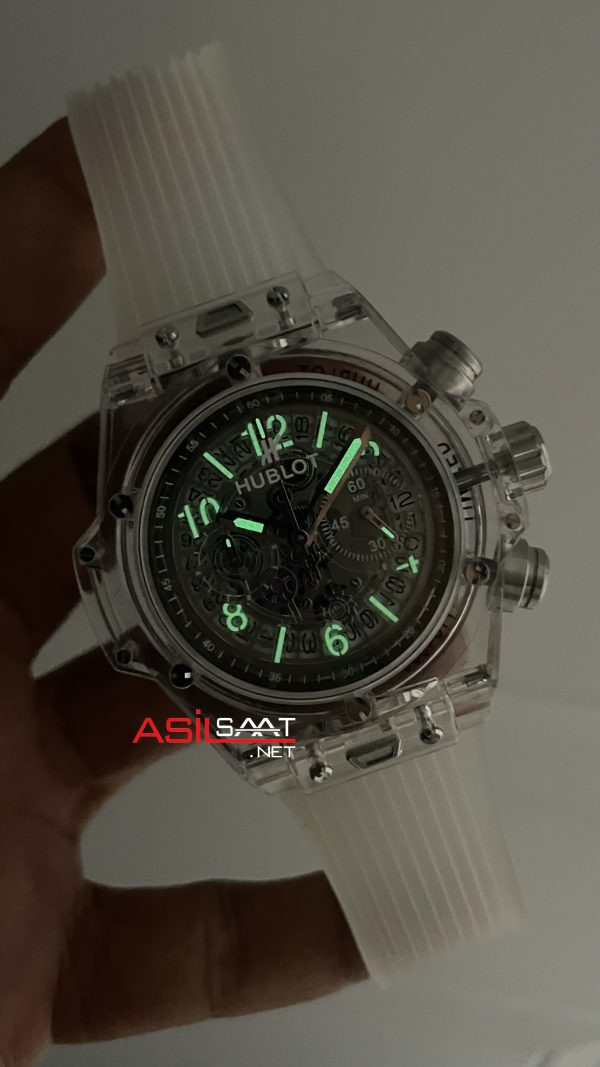 Hublot Unico Sapphire 42mm Şeffaf Replika Saat Hublot Unico Sapphire 42mm Şeffaf Replika Saat