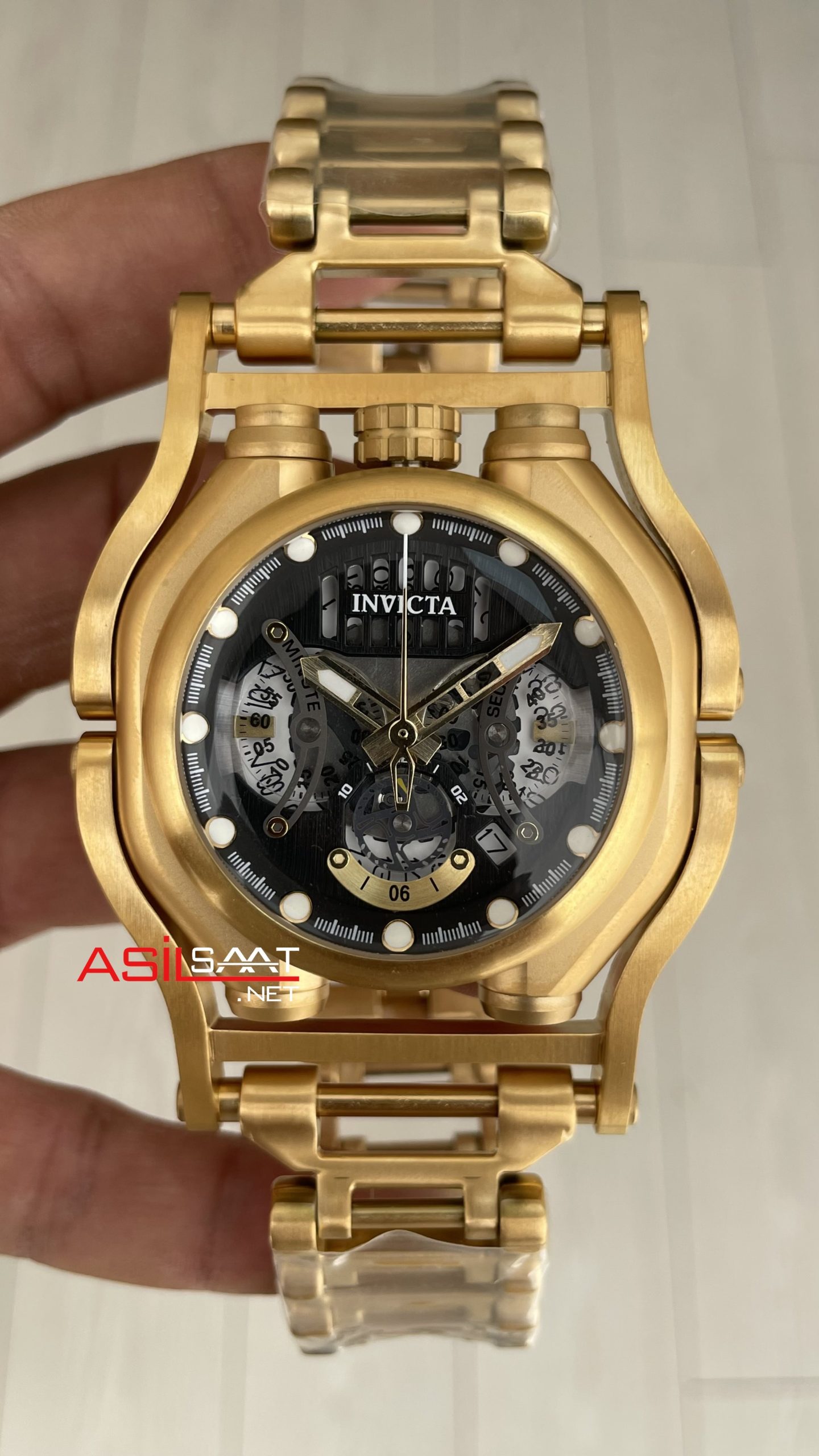 Invicta Sea Hunter Siyah 41718 Gold 56mm Replika Saat Invicta Sea Hunter Siyah 41718 Gold 56mm Replika Saat