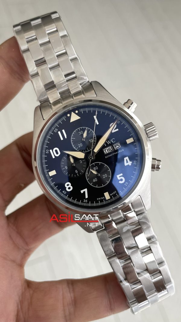 IWC Pilot Chronograph Black IW378002 Siyah Kadran 43mm Replika Saat