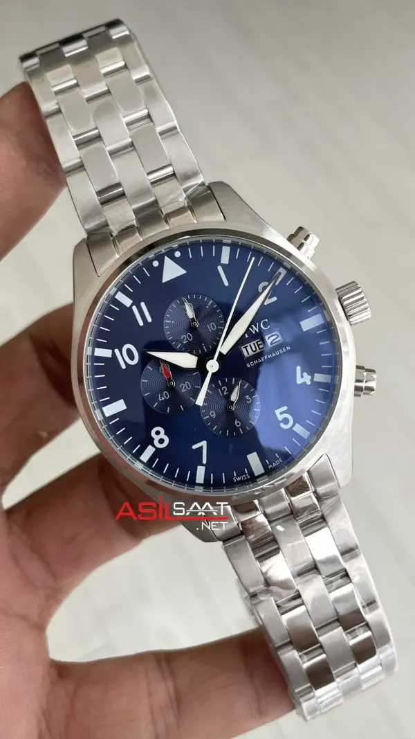 IWC Pilot Chronograph Blue IW378004 Mavi Kadran 43mm Replika Saat