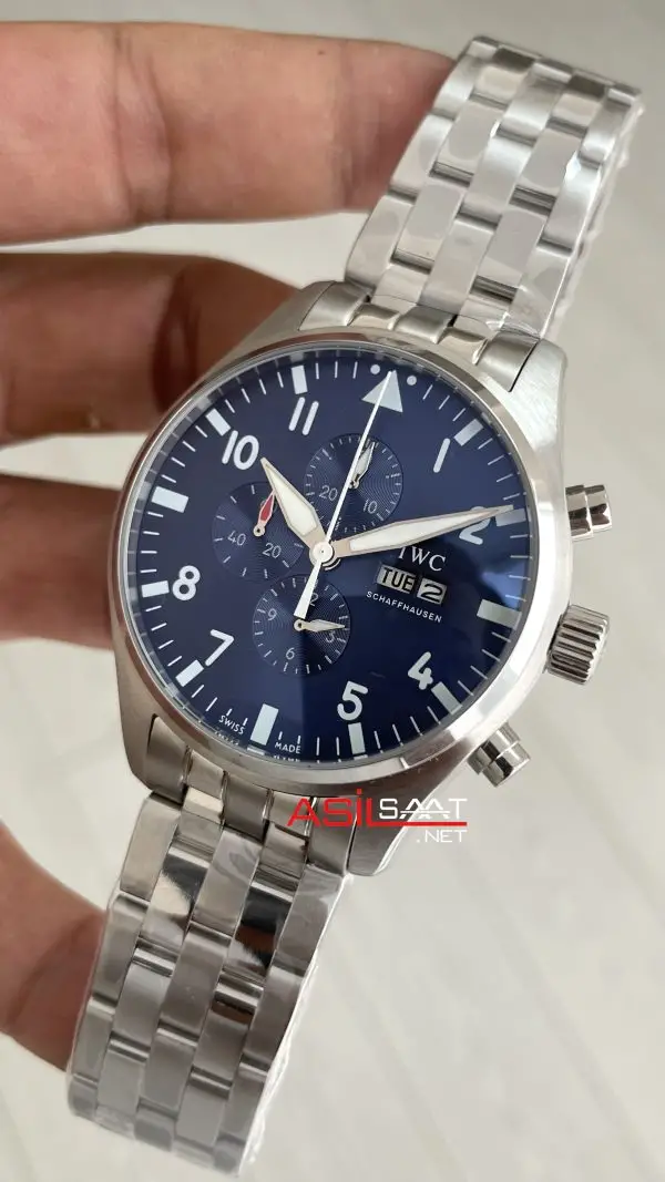 IWC Pilot Chronograph Blue IW378004 Mavi Kadran 43mm Replika Saat