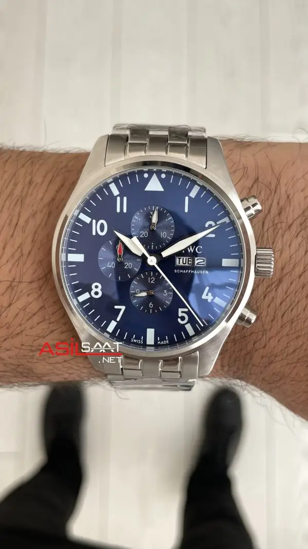 IWC Pilot Chronograph Blue IW378004 Mavi Kadran 43mm Replika Saat