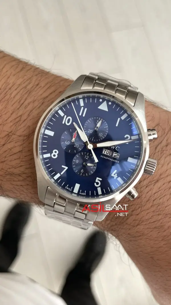 IWC Pilot Chronograph Blue IW378004 Mavi Kadran 43mm Replika Saat