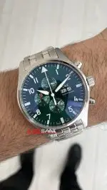IWC Pilot Chronograph Green IW388104 Yeşil Kadran 43mm Replika Saat