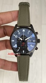 IWC Top Gun Pilot Chronograph Green IW389104 Siyah Kadran 43mm Replika Saat