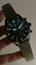 IWC Top Gun Pilot Chronograph Green IW389104 Siyah Kadran 43mm Replika Saat