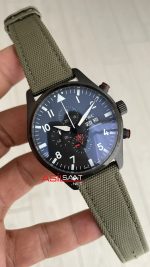IWC Top Gun Pilot Chronograph Green IW389104 Siyah Kadran 43mm Replika Saat