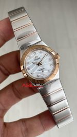Omega Constellation Beyaz Taşlı Kadran 28mm Silver Rose Kadın Saati