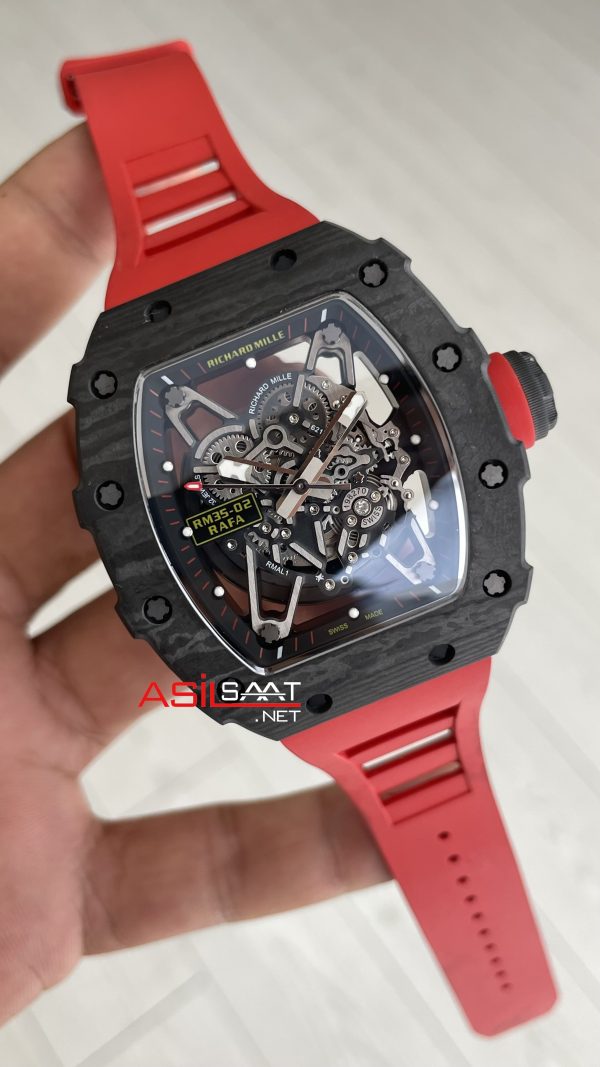 Richard Mille Rafael Nadal RM35-02 Kırmızı Carbon Black Replika Saat