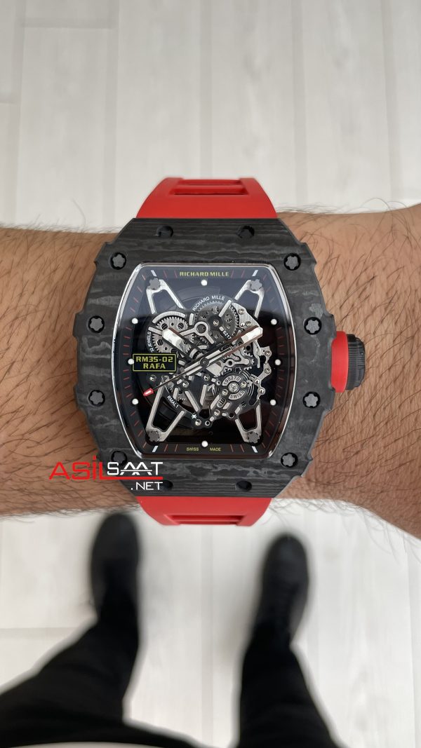 Richard Mille Rafael Nadal RM35-02 Kırmızı Carbon Black Replika Saat
