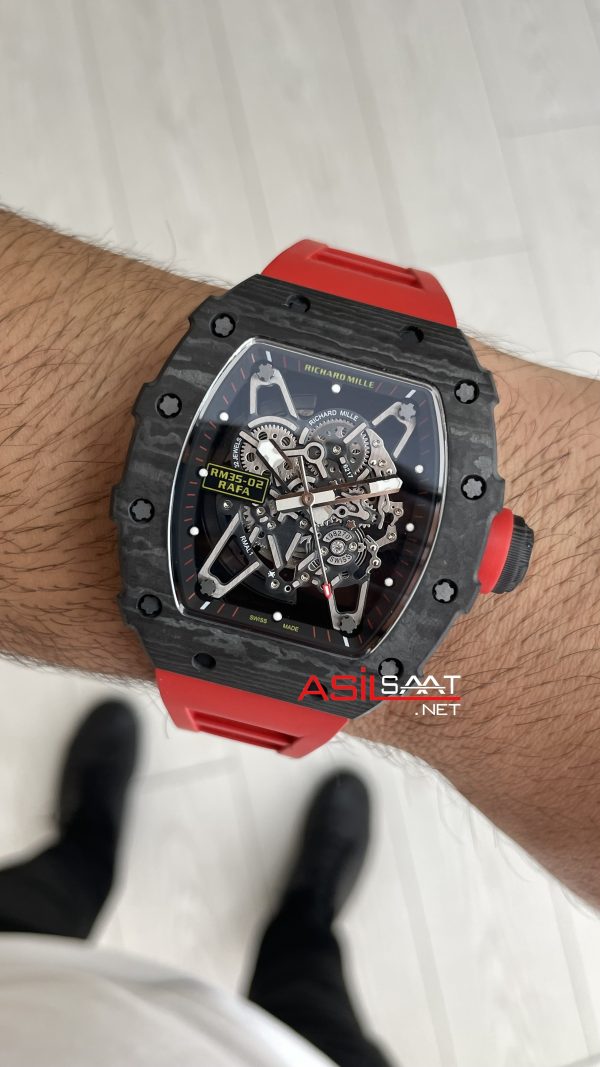 Richard Mille Rafael Nadal RM35-02 Kırmızı Carbon Black Replika Saat