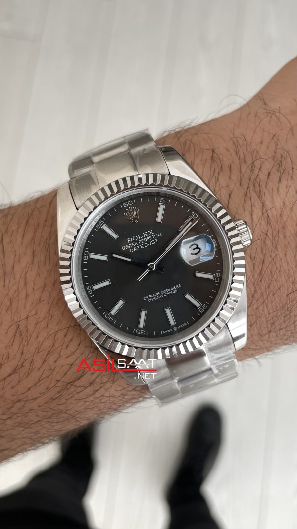 Rolex Datejust Gri Kadran 126334 Oyster Rhodium Grey 41mm Replika Saat