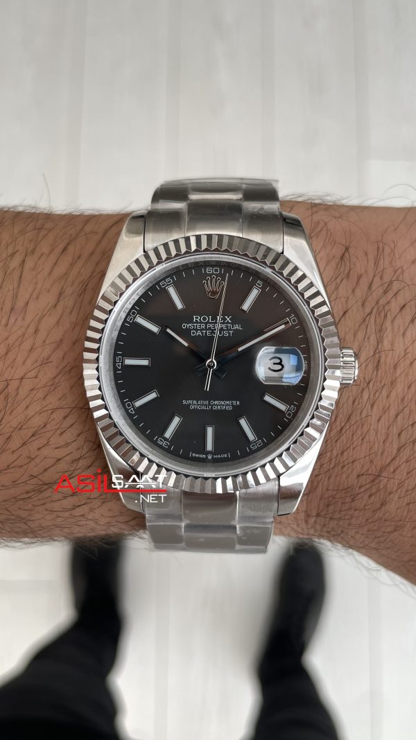 Rolex Datejust Gri Kadran 126334 Oyster Rhodium Grey 41mm Replika Saat