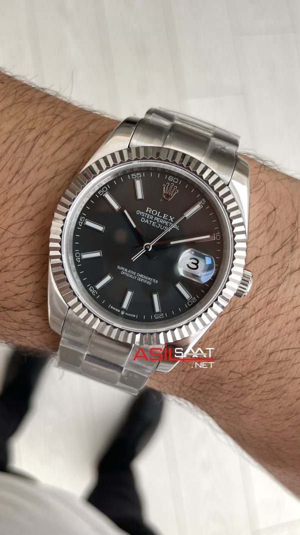 Rolex Datejust Gri Kadran 126334 Oyster Rhodium Grey 41mm Replika Saat