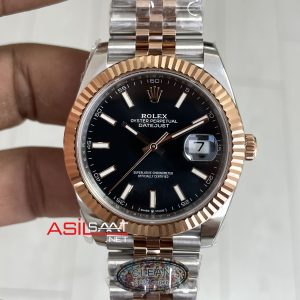 Rolex Datejust Jubilee 126331 Rosegold Two Tone Siyah Kadran 41mm 3235 Super Clone Swiss ETA Clean Factory
