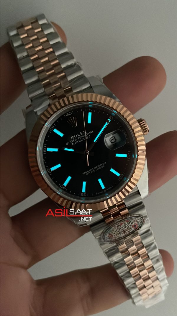 Rolex Datejust Jubilee 126331 Rosegold Two Tone Siyah Kadran 41mm 3235 Super Clone Swiss ETA Clean Factory