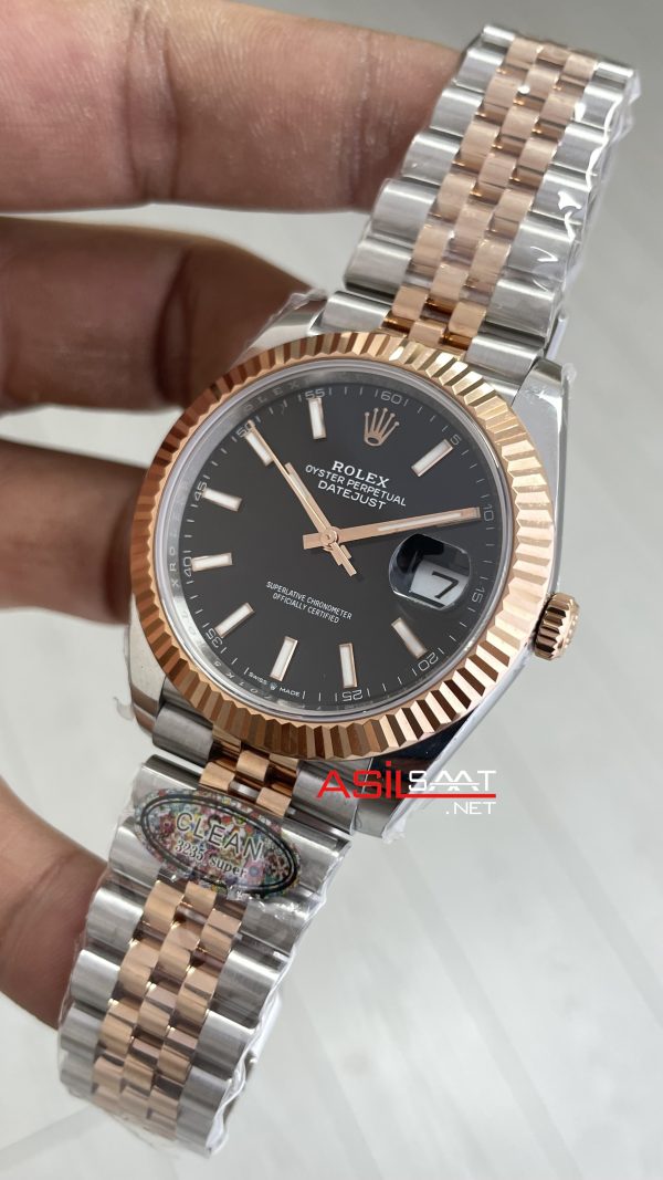 Rolex Datejust Jubilee 126331 Rosegold Two Tone Siyah Kadran 41mm 3235 Super Clone Swiss ETA Clean Factory